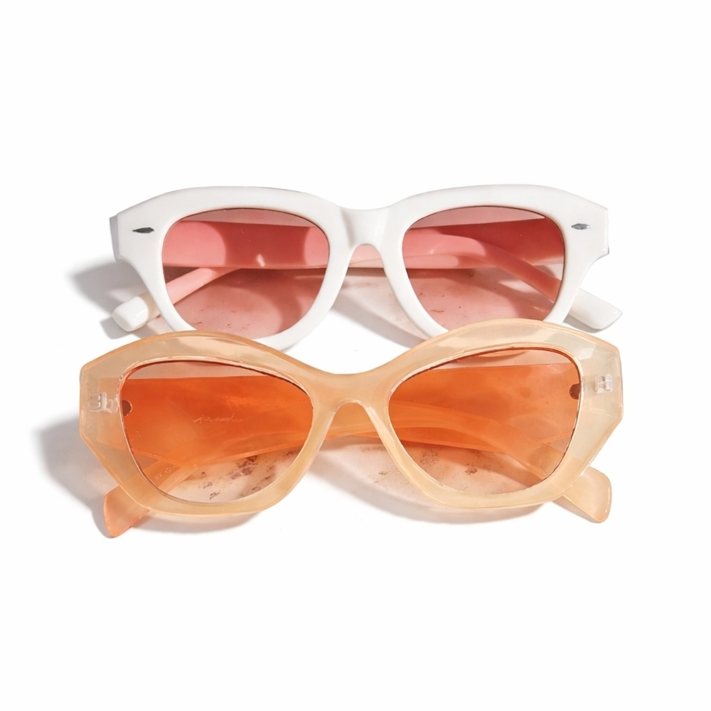 Free People White and Peach Sunglasses Set